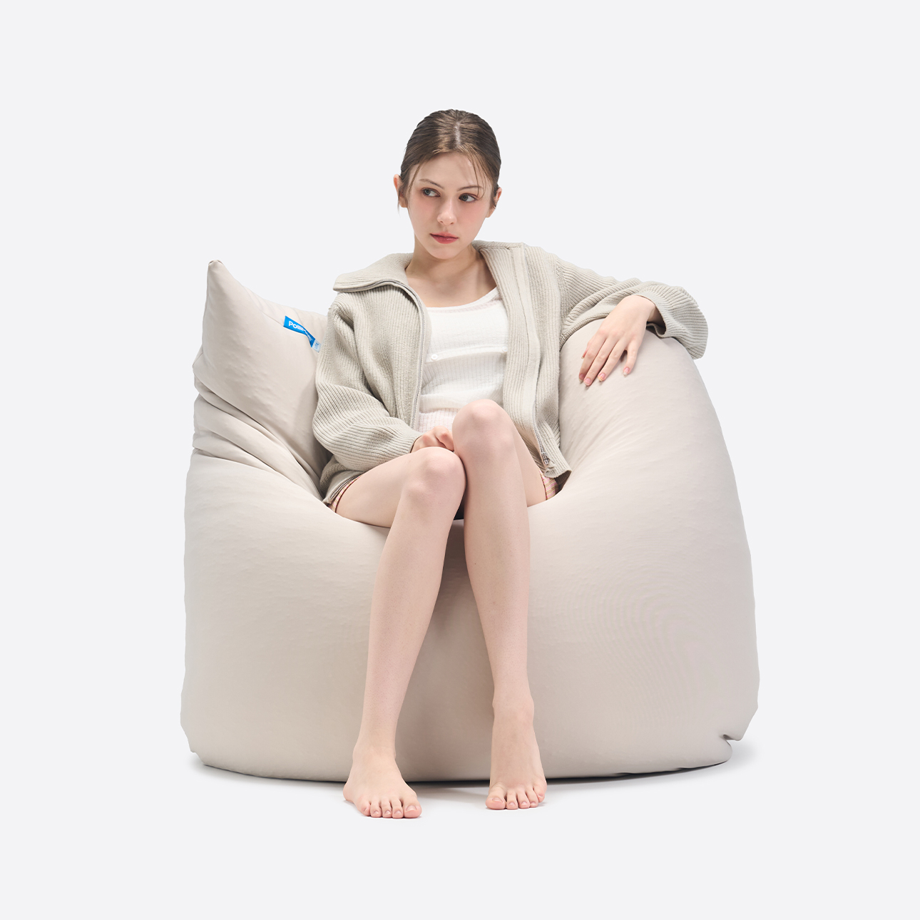 NEW 폴리몰리 LT201 그랜드 1인용 대형 빈백 소파 스판 안락 의자 쿠션 파스텔민트