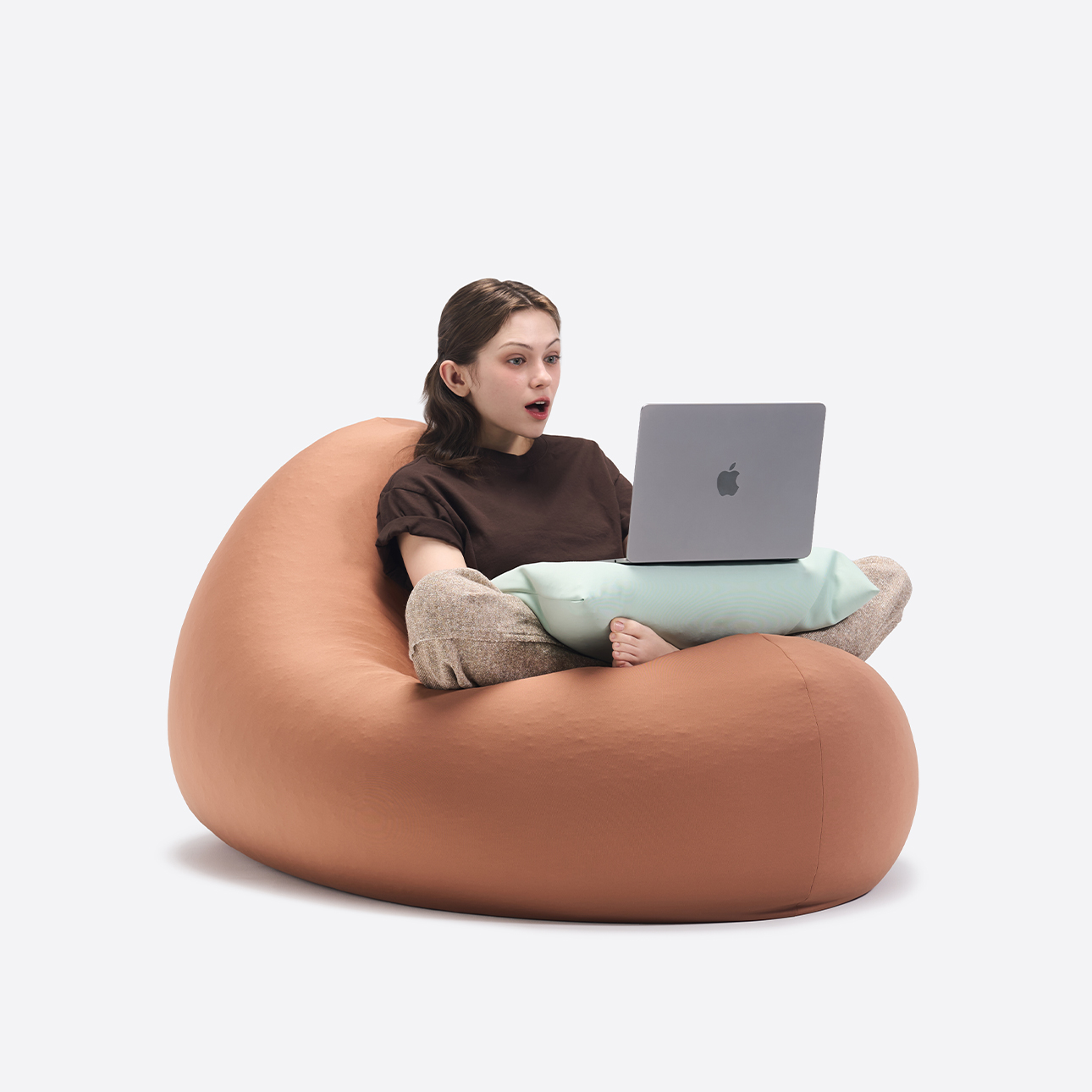 NEW 폴리몰리 LT201 그랜드 1인용 대형 빈백 소파 스판 안락 의자 쿠션 파스텔민트