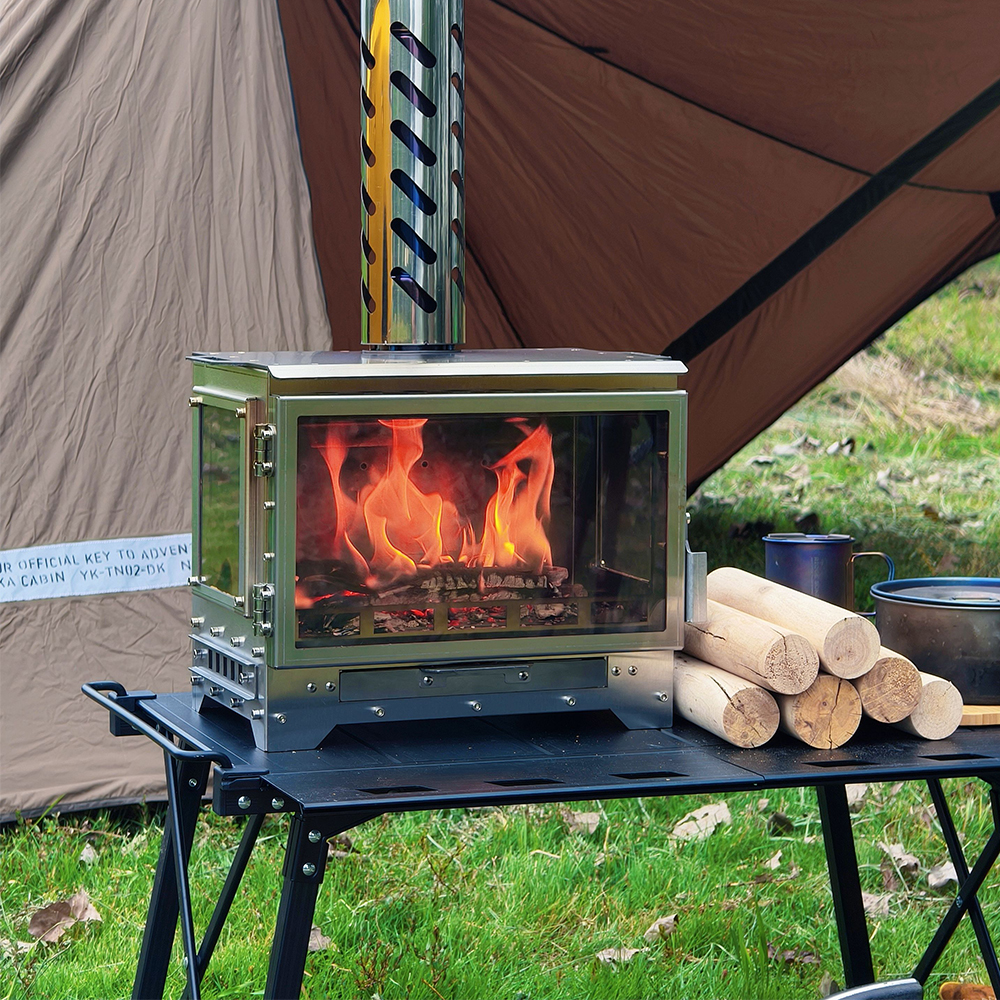 캠핑 화목난로 유리 스토브 장작 펠릿 불멍 이중연소 3면 유리 bp