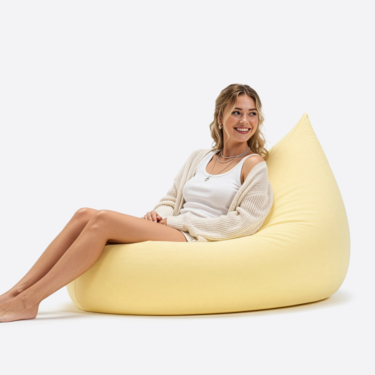 NEW 폴리몰리 LT201 그랜드 1인용 대형 빈백 소파 스판 안락 의자 쿠션 파스텔민트