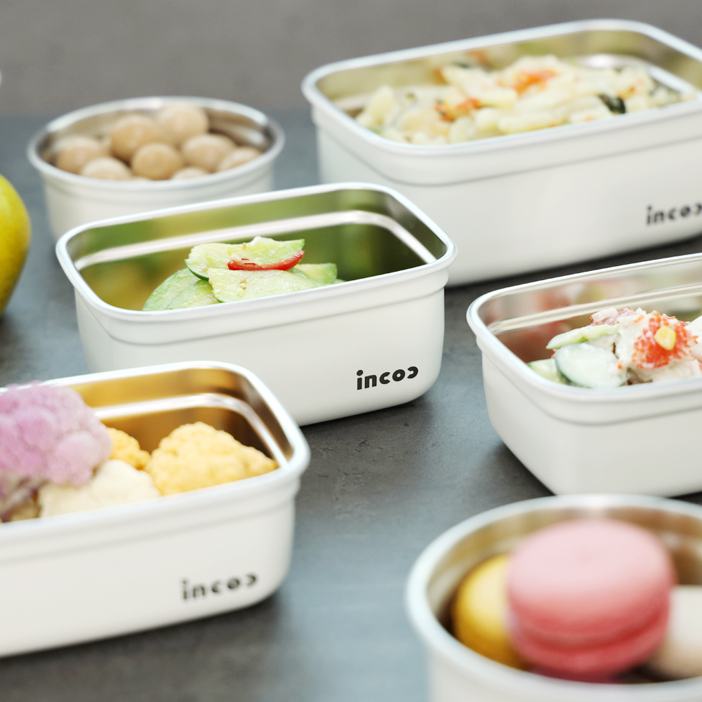 인콕 스텐콕 크림 스텐밀폐용기 2종, 직사각 5호 1200ml, 1세트 이미지 8