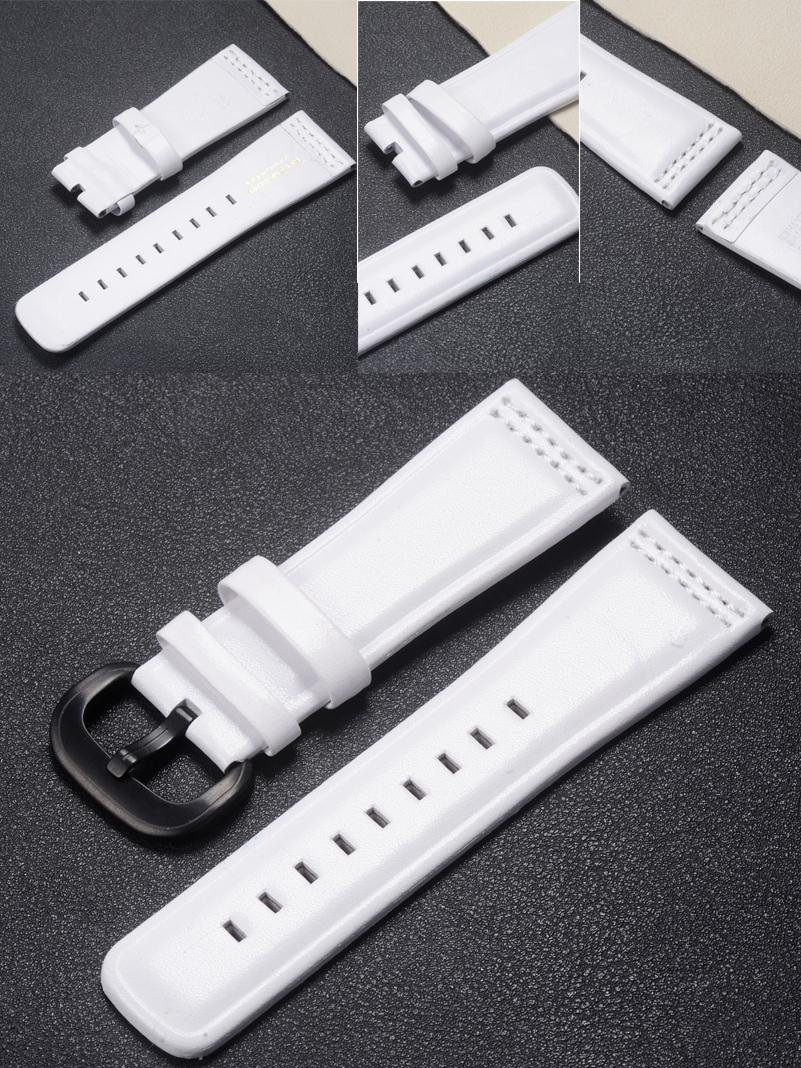폴리싱 진가죽 남성용 옐로우브라운 패턴 버클 없음 28mm - 상세 이미지 2