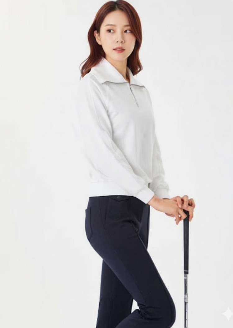 볼빅 여성 봄가을 스포티한 래글런 패턴 필드룩 골프웨어 스윙 티셔츠 - 상세 이미지 2