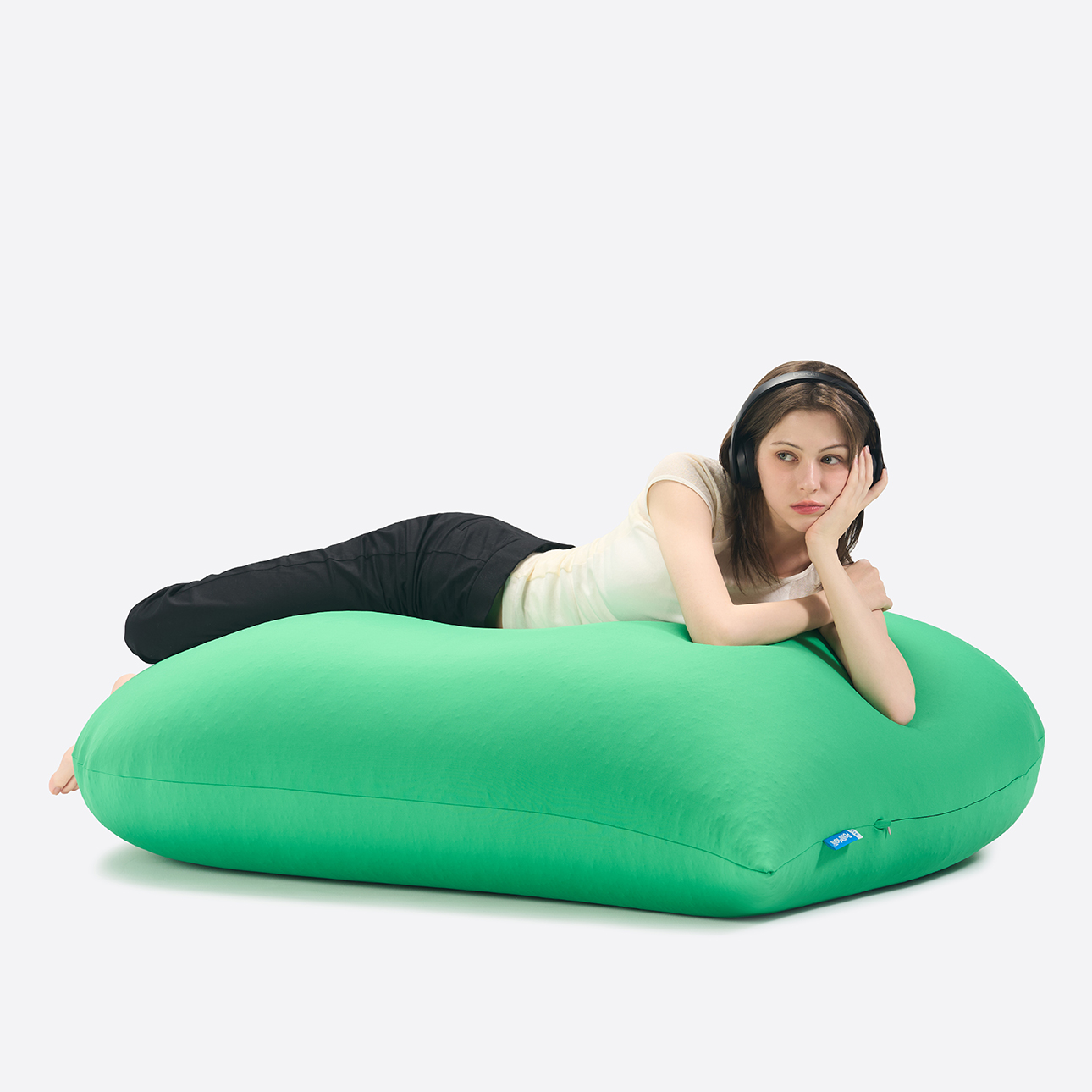 NEW 폴리몰리 LT201 그랜드 1인용 대형 빈백 소파 스판 안락 의자 쿠션 파스텔민트