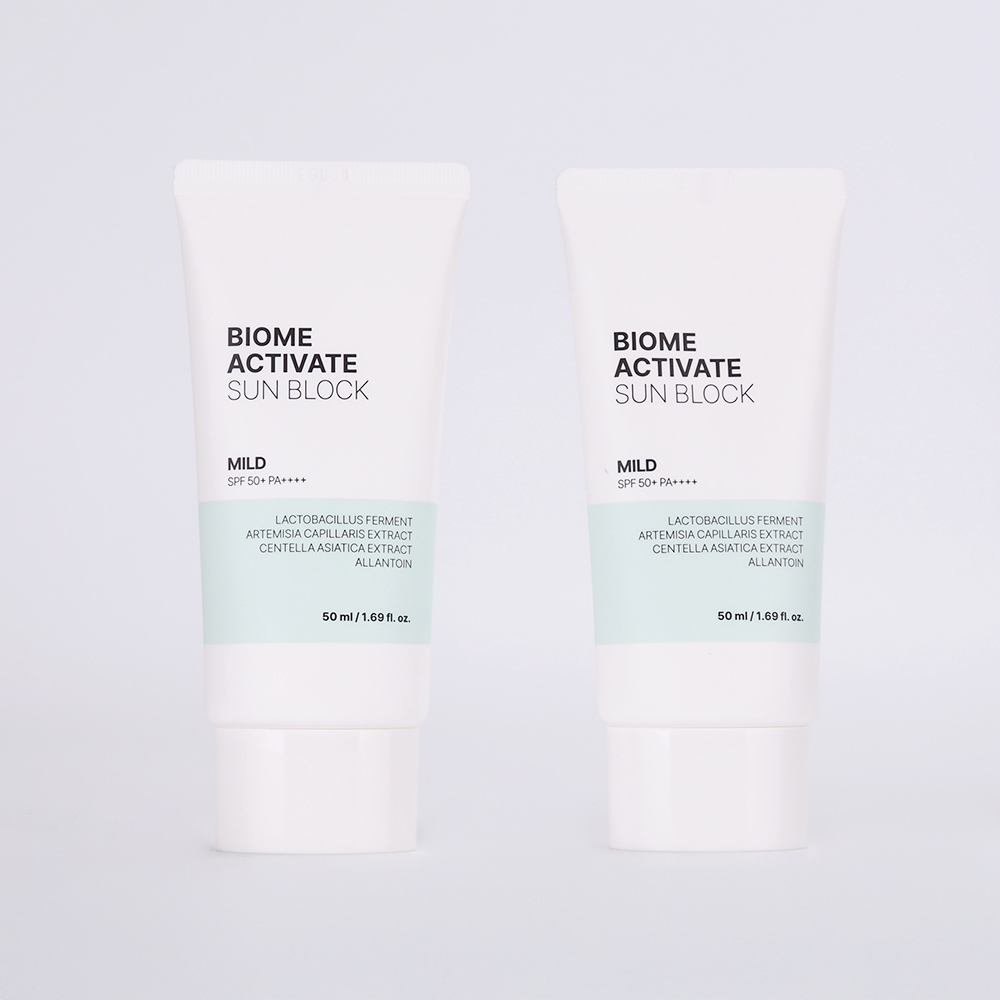 [바액] [2개] 선블록 마일드 [50ml] 무기자차 백탁최소화 피부진정 투명한사용감 보송한마무리 주름 미백 자외선차단 3중기능성 선크림