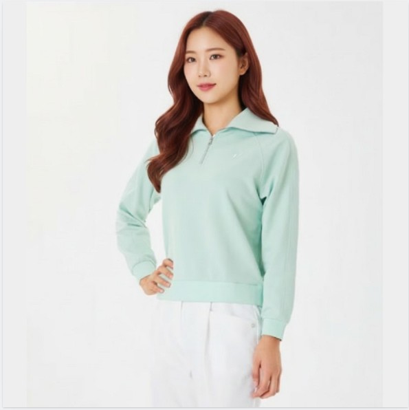 볼빅 여성 봄가을 스포티한 래글런 패턴 필드룩 골프웨어 스윙 티셔츠 - 상품 이미지