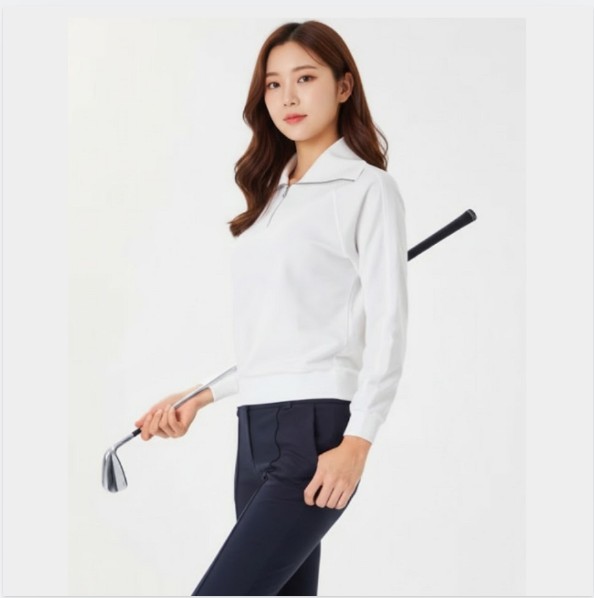 볼빅 여성 봄가을 스포티한 래글런 패턴 필드룩 골프웨어 스윙 티셔츠 - 상품 이미지