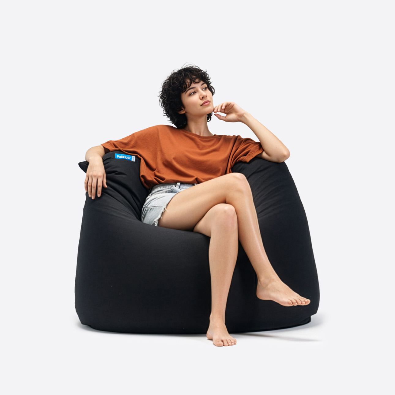 NEW 폴리몰리 LT201 그랜드 1인용 대형 빈백 소파 스판 안락 의자 쿠션 팬텀블랙