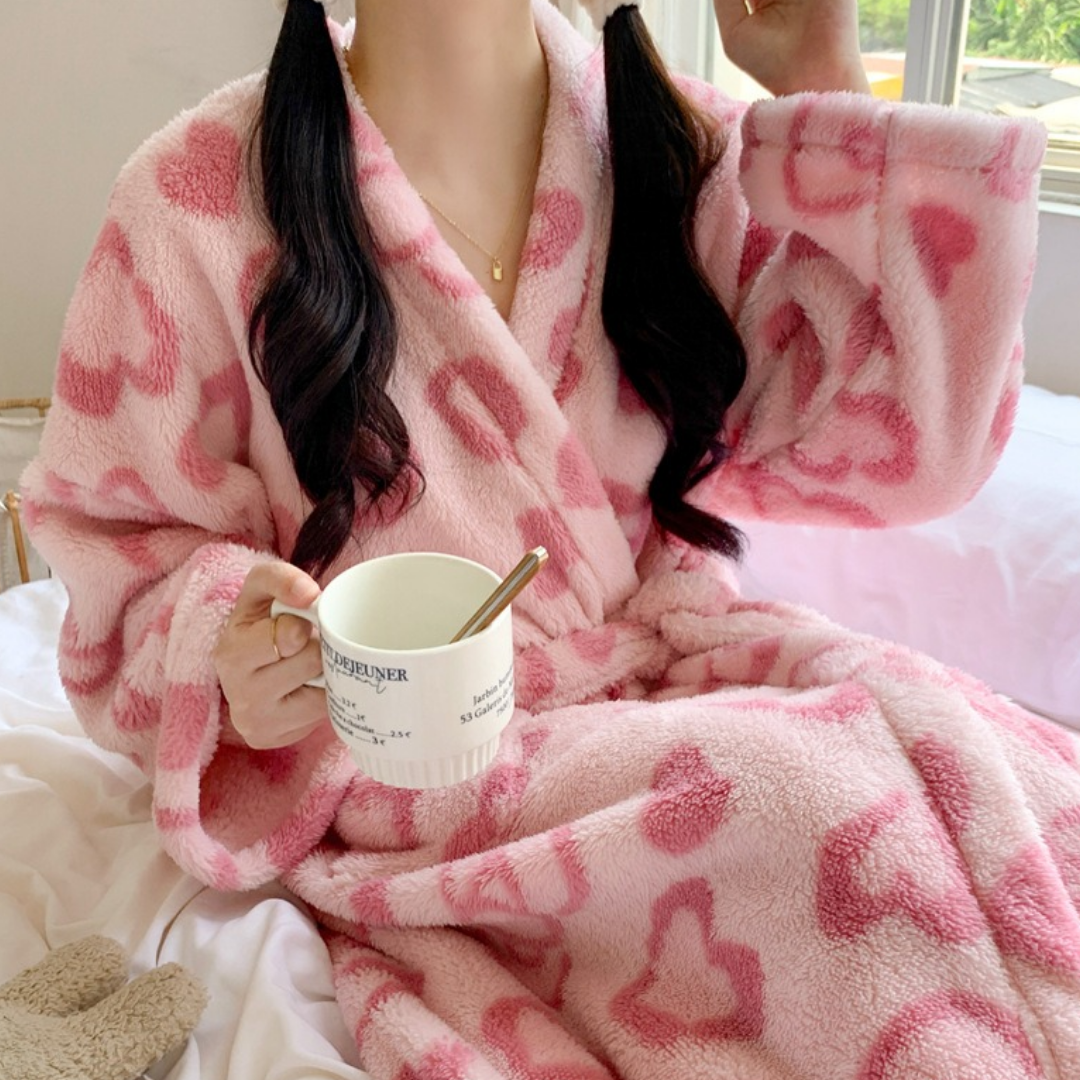 겨울 따듯한 극세사 누빔 수면 잠옷 세트 원피스 가운 집들이선물 이미지 7
