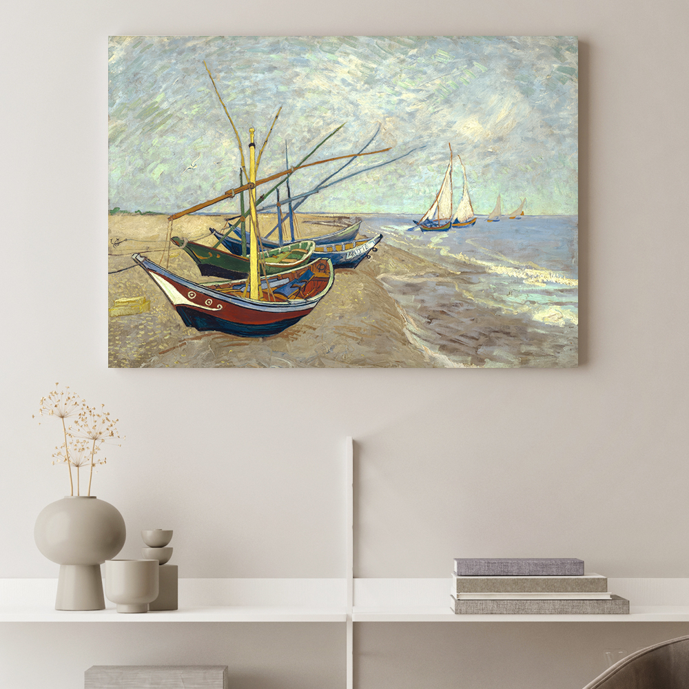 빈센트 반고흐 인테리어 그림 액자 포스터 명화 Fishing boats 1888 - 상품 이미지