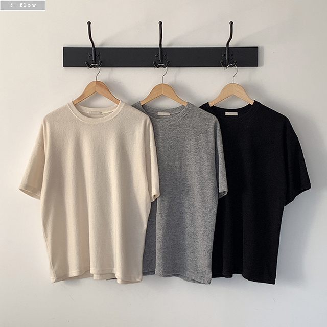 앙클 루즈핏 기모 반팔 티셔츠 3col 겨울 이너 보송 데일리 후리스 제이플로우 - 상세 이미지 3