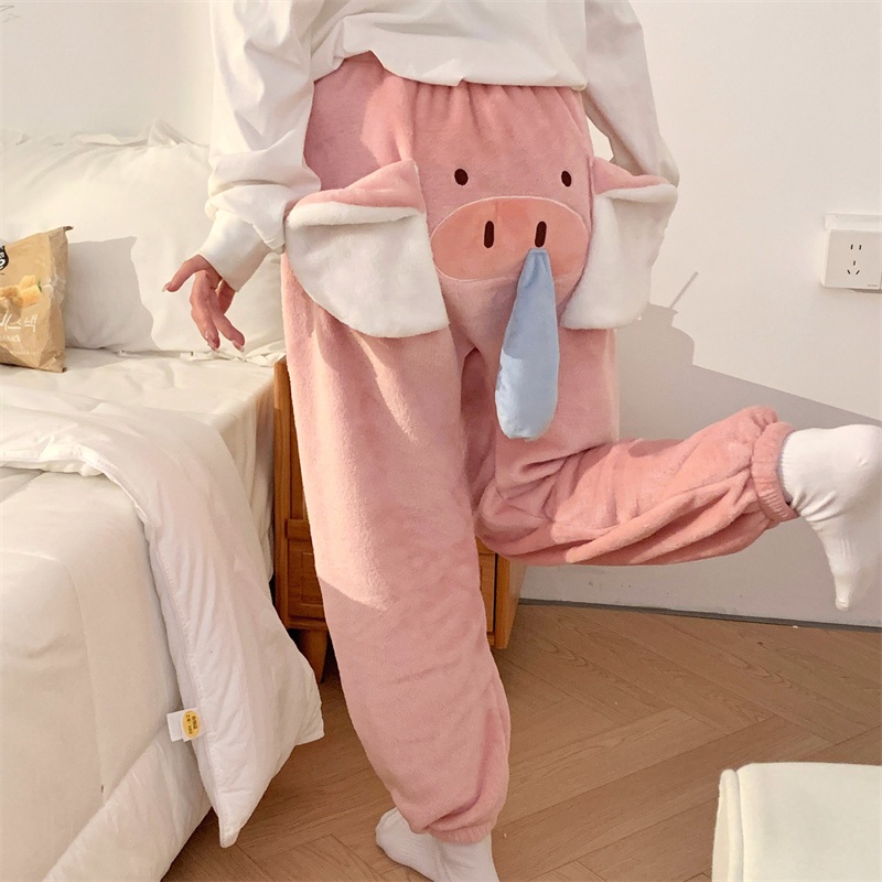 웃긴잠옷 돼지잠옷 웃긴파자마 특이한 동물 여자 꽃무늬 콧물 수면 복돼지 잠옷세트 남여공용 - 상품 이미지