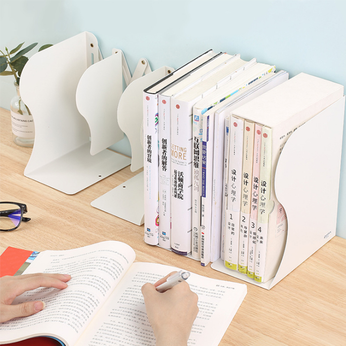 길이조절 접이식 철제 사무실 책상 책꽂이 단일사이즈, 1단, 화이트 - 상세 이미지 2