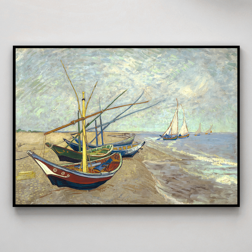 빈센트 반고흐 인테리어 그림 액자 포스터 명화 Fishing boats 1888 - 상세 이미지 3