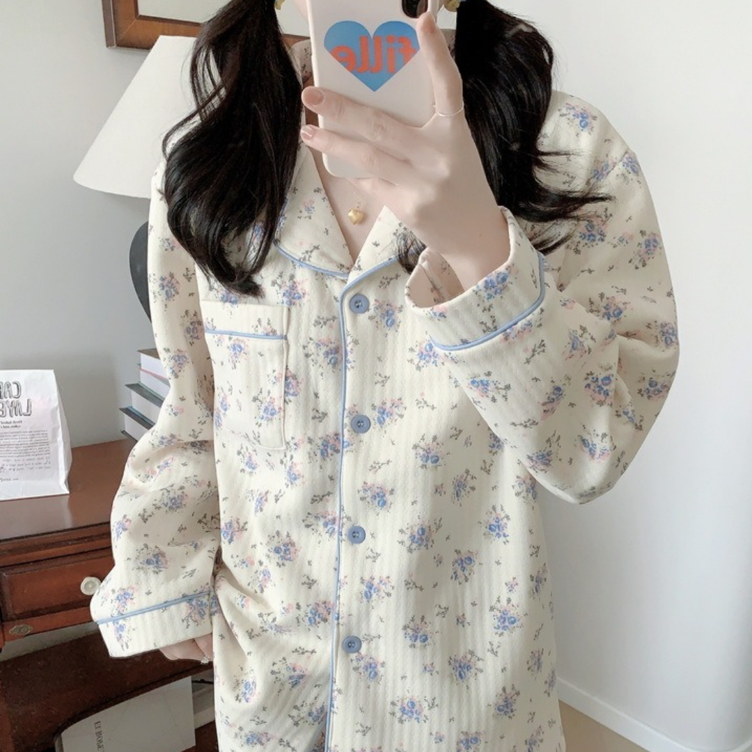 겨울 따듯한 극세사 누빔 수면 잠옷 세트 원피스 가운 집들이선물 - 상세 이미지 5