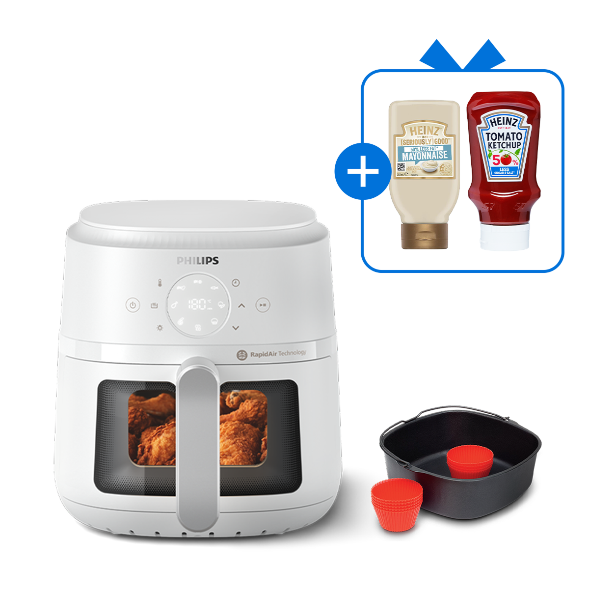 필립스 2000시리즈 보이는 에어프라이어 4.2L 하인즈 증정 화이트 제품 이미지