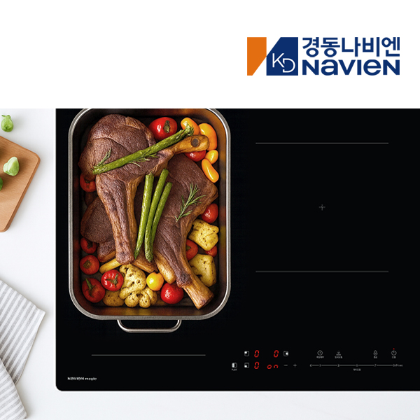 신규특판 경동 나비엔매직 3구 인덕션 슈퍼플렉스존 전기레인지 3.4kW 빌트인, 블랙 - 상품 이미지
