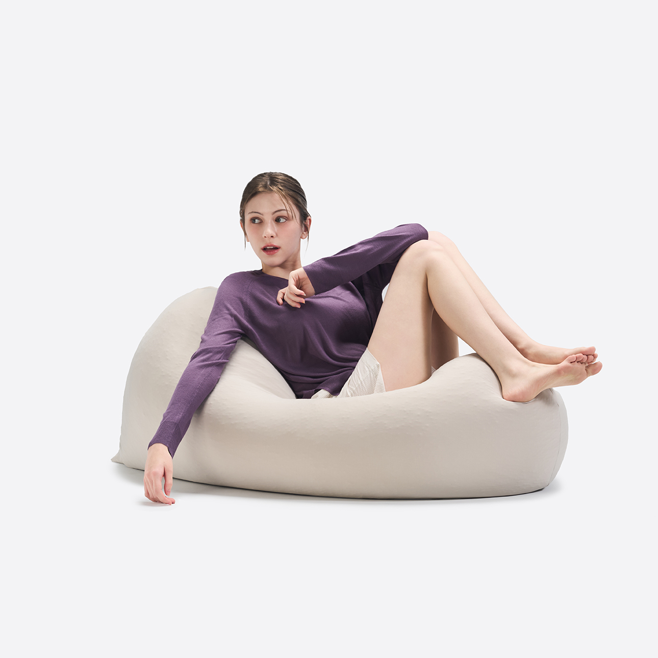 NEW 폴리몰리 LT201 미디 1인용 스판 빈백 소파 원룸 좌식 의자 쿠션 스톤베이지