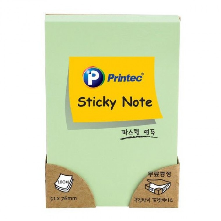 프린텍 파스텔 스티키노트 51x76mm 100매 연두 - 상품 이미지