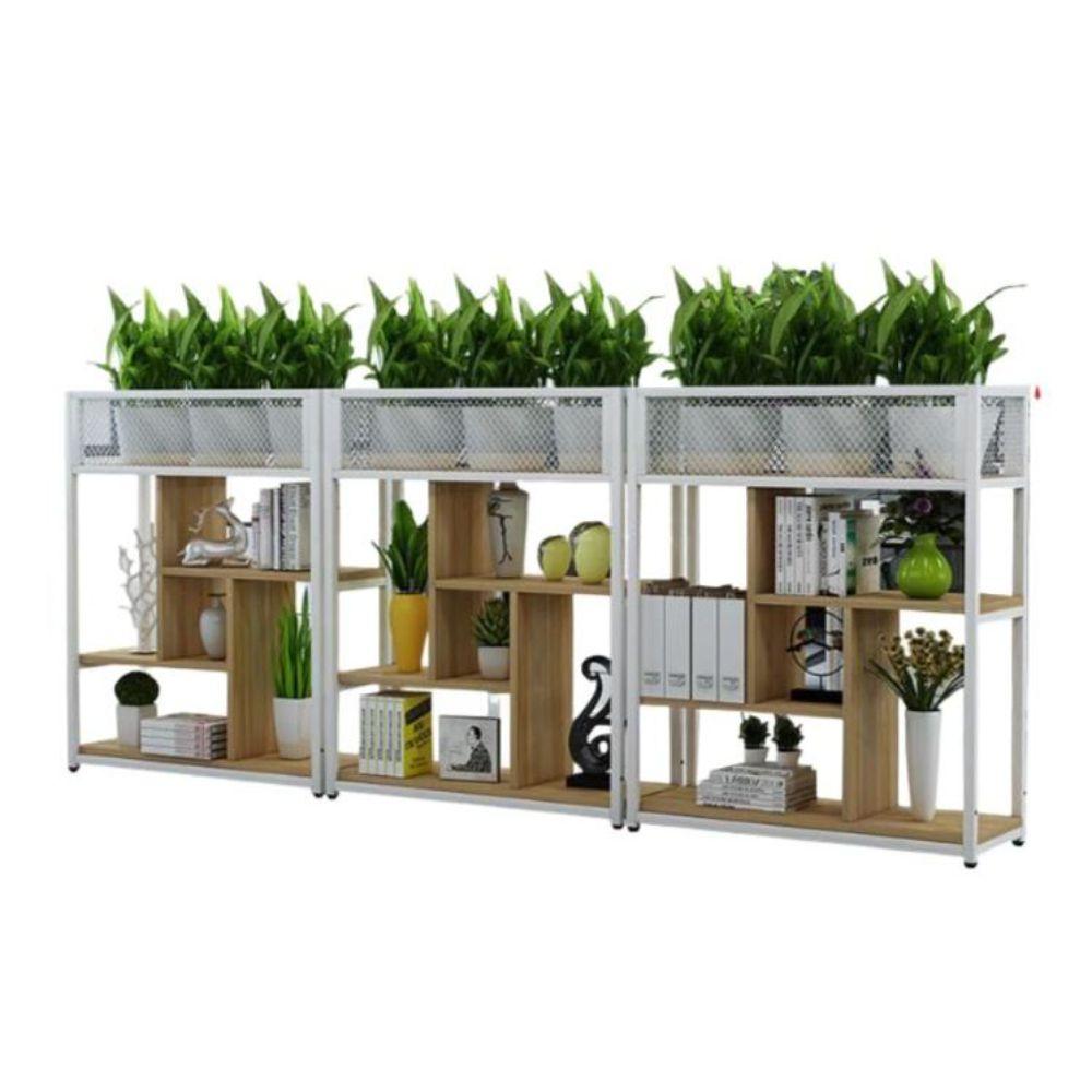 철제 화분 파티션 카페 가벽 테라스 선반 야외 사무실 가림막 100x29x110cm-검정+화이트 - 상세 이미지 3