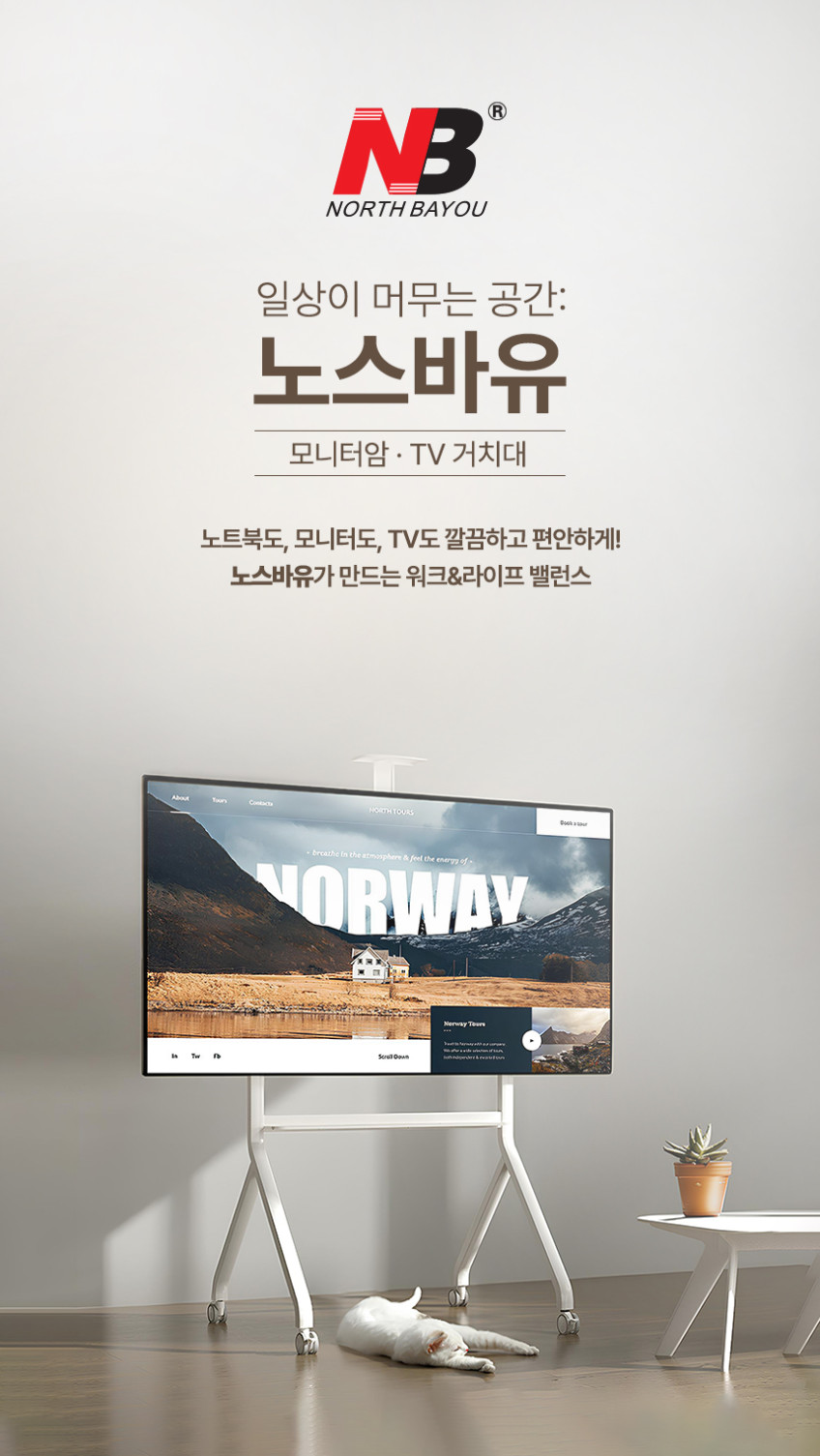 노스바유 NB 이동식 TV 거치대 대형 스탠드 AVA1500601P 판매처 상세 정보 이미지 1