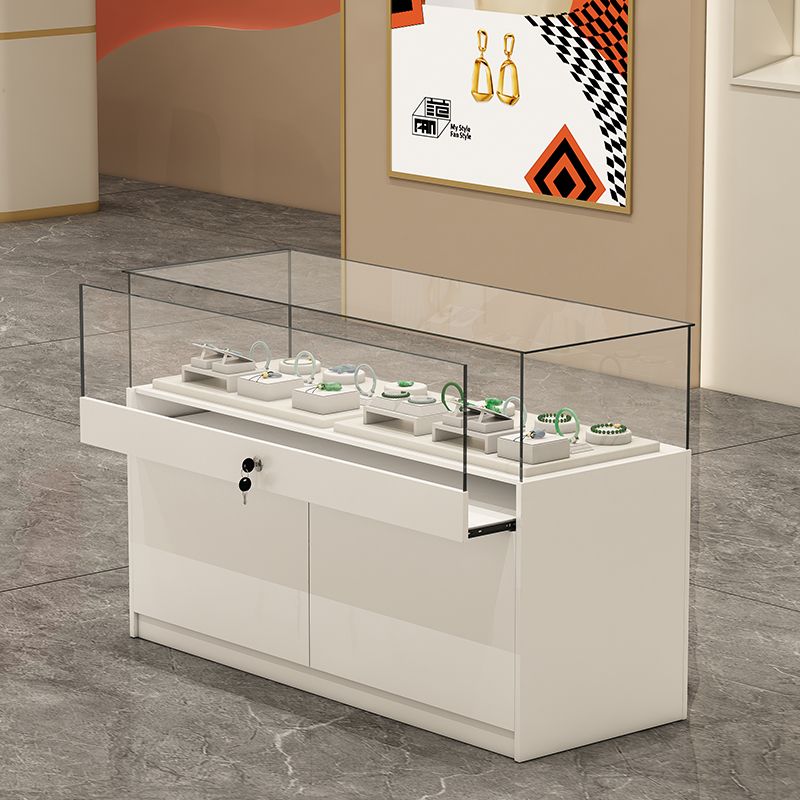 유리 진열대 선반 화이트 인테리어 거치대 쇼케이스 매장 화이트 80x50x90 - 상세 이미지 5