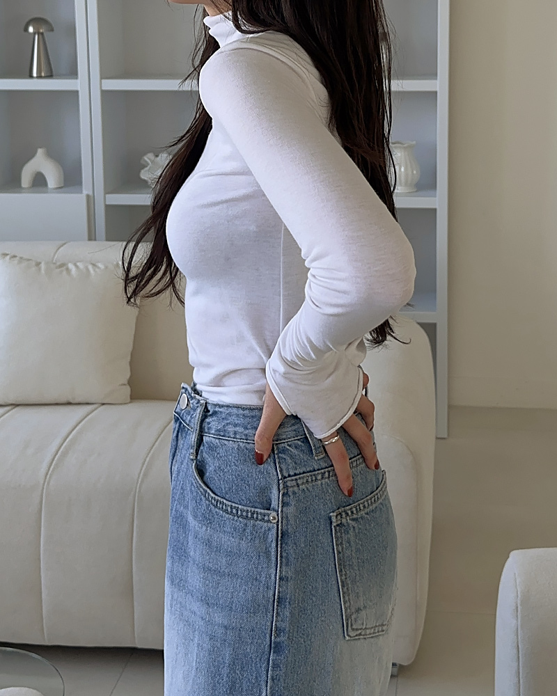 (초특가)모모 소프트 부들부들 기모 핑거홀 폴라 티셔츠 - 상세 이미지 3