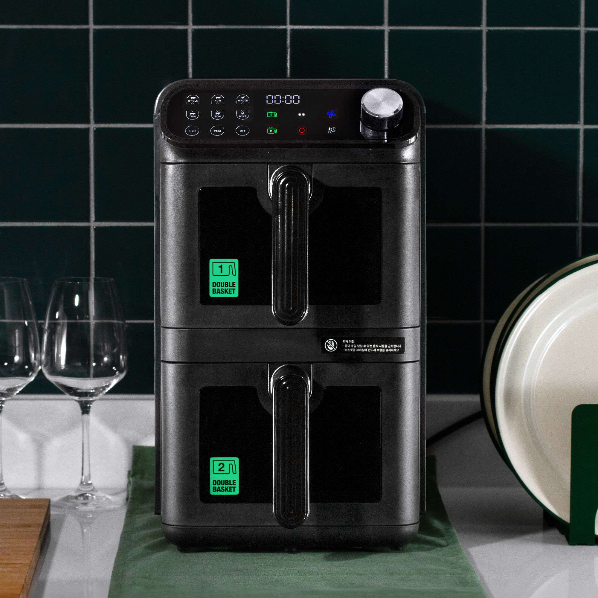 스테츠 스모키젯 더블 2단 에어프라이어 11L 대용량 고기 스테이크 삼겹살