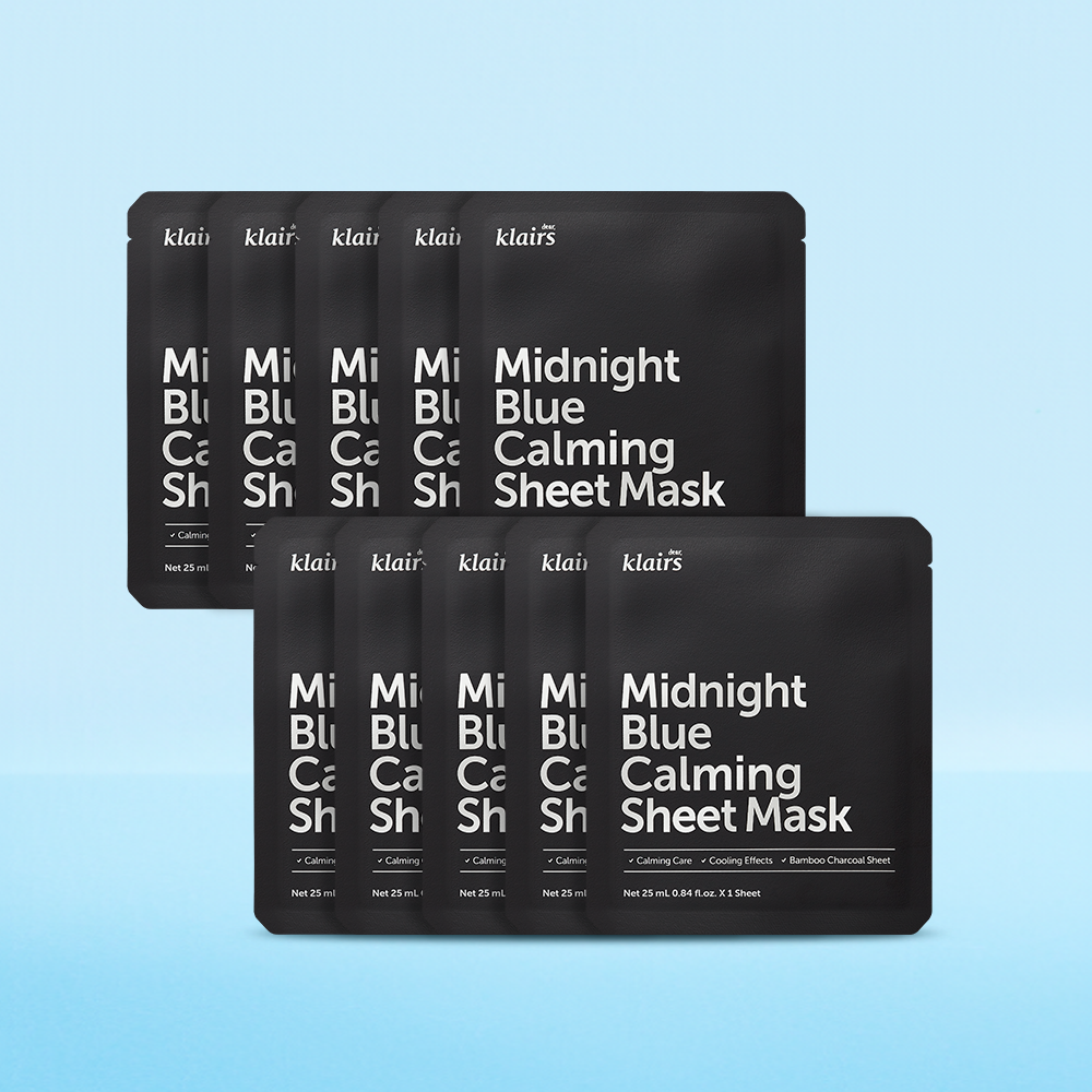 클레어스 미드나잇 블루 카밍 시트 마스크 25ml 10매 / 진정 수분 피지 쿨링
