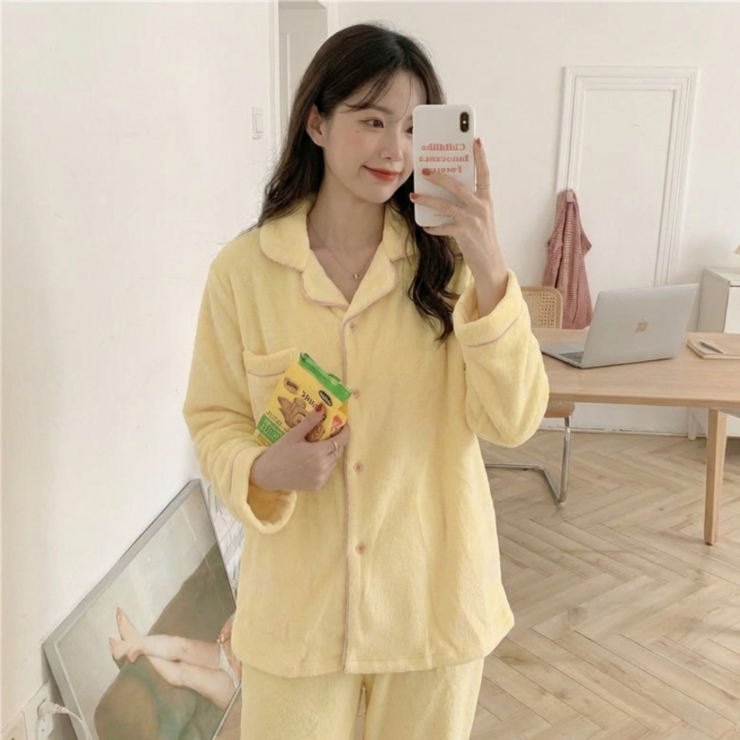 겨울 따듯한 극세사 누빔 수면 잠옷 세트 원피스 가운 집들이선물 - 상세 이미지 3