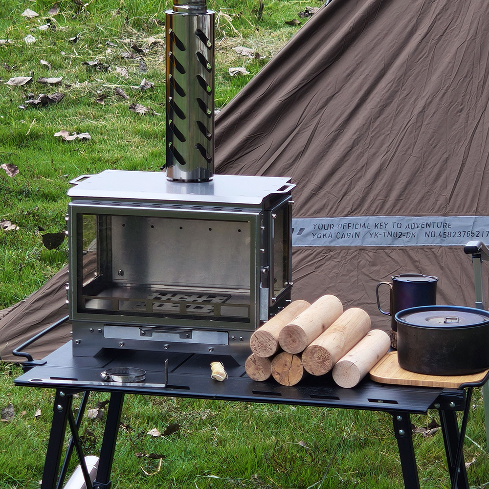 캠핑 화목난로 유리 스토브 장작 펠릿 불멍 이중연소 3면 유리 bp