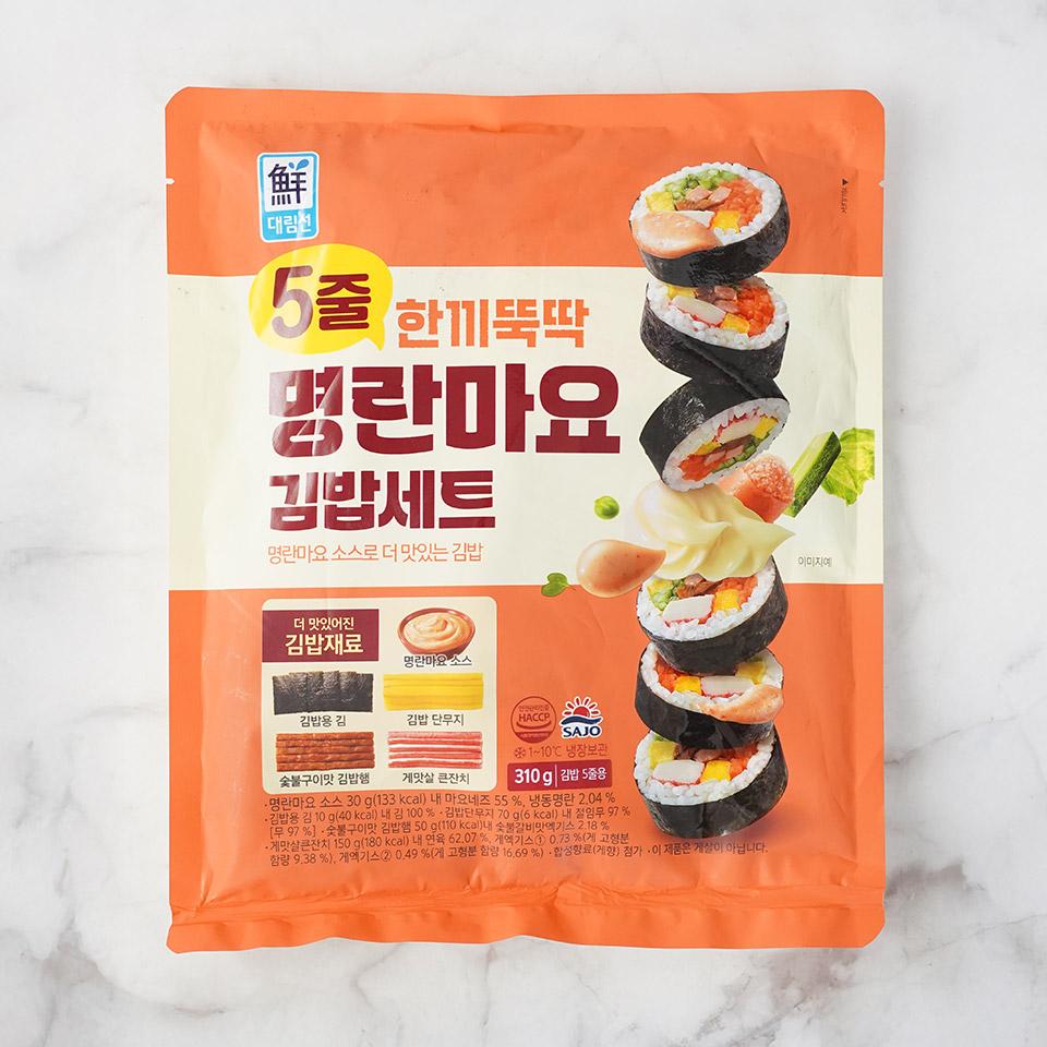 메가마트 사조대림 5줄 한끼뚝딱 명란마요 김밥세트 310g - 상품 이미지