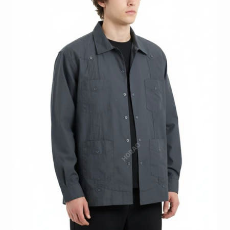 엔지니어드 가먼츠 25 Guayabera Shirt A - Charcoal 100's 2Ply Broadcloth (25S1A032-QT043-ET035) (과야베라 셔츠 A)