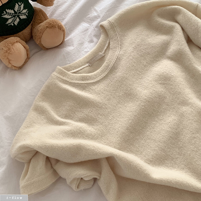 앙클 루즈핏 기모 반팔 티셔츠 3col 겨울 이너 보송 데일리 후리스 제이플로우 이미지 7
