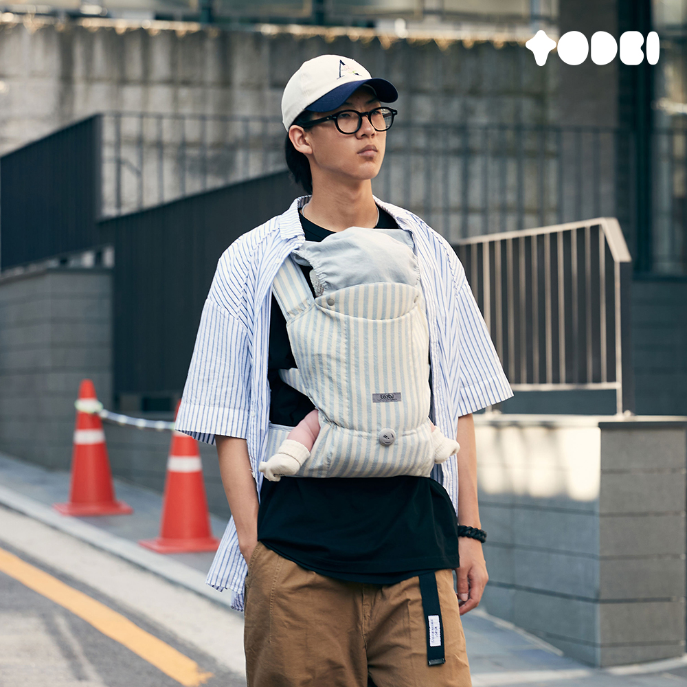 [토드비] 롤롤 다이얼 베이비 캐리어 아기띠  블루 스트라이프