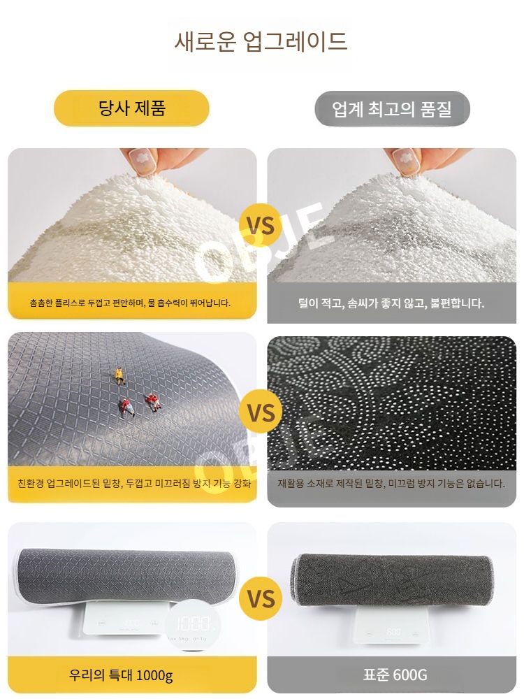 L자형 코너 러그 모조 캐시미어 주방 욕실 발매트 이미지 8