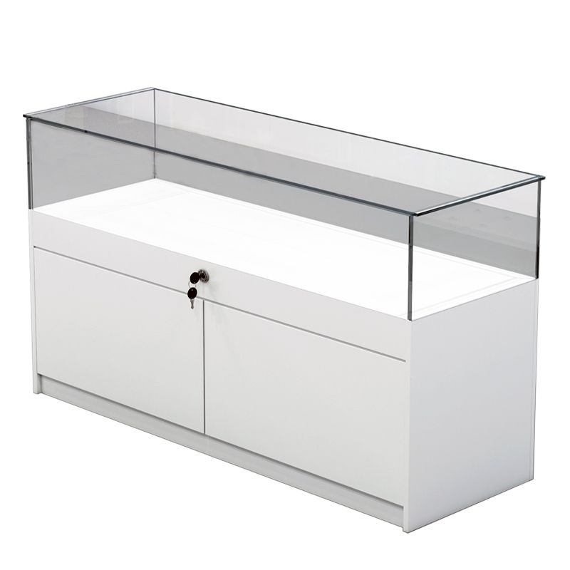 유리 진열대 선반 화이트 인테리어 거치대 쇼케이스 매장 화이트 80x50x90 - 상품 이미지