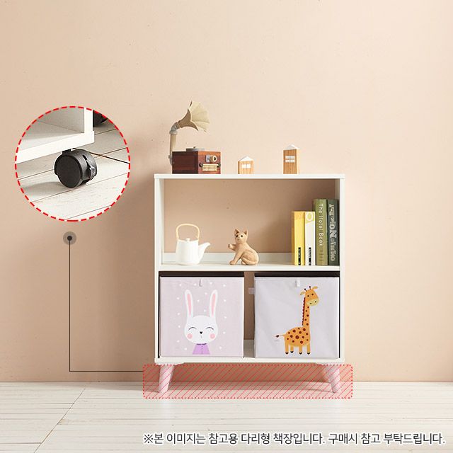 가구의서 H6387 2단 2칸 바퀴형 책장 770x294x831mm - 상품 이미지