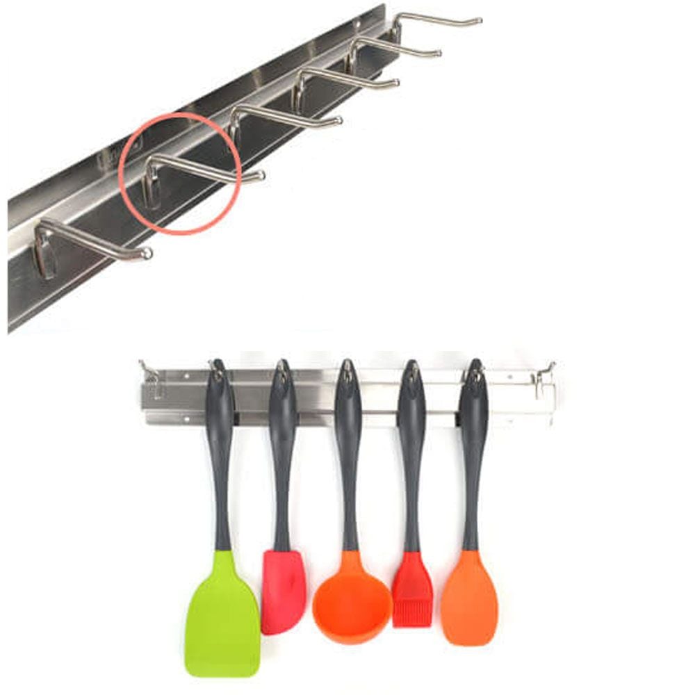 벽부착형 스텐 주방 조리도구 걸이 44cm 7구 B타입 - 상품 이미지