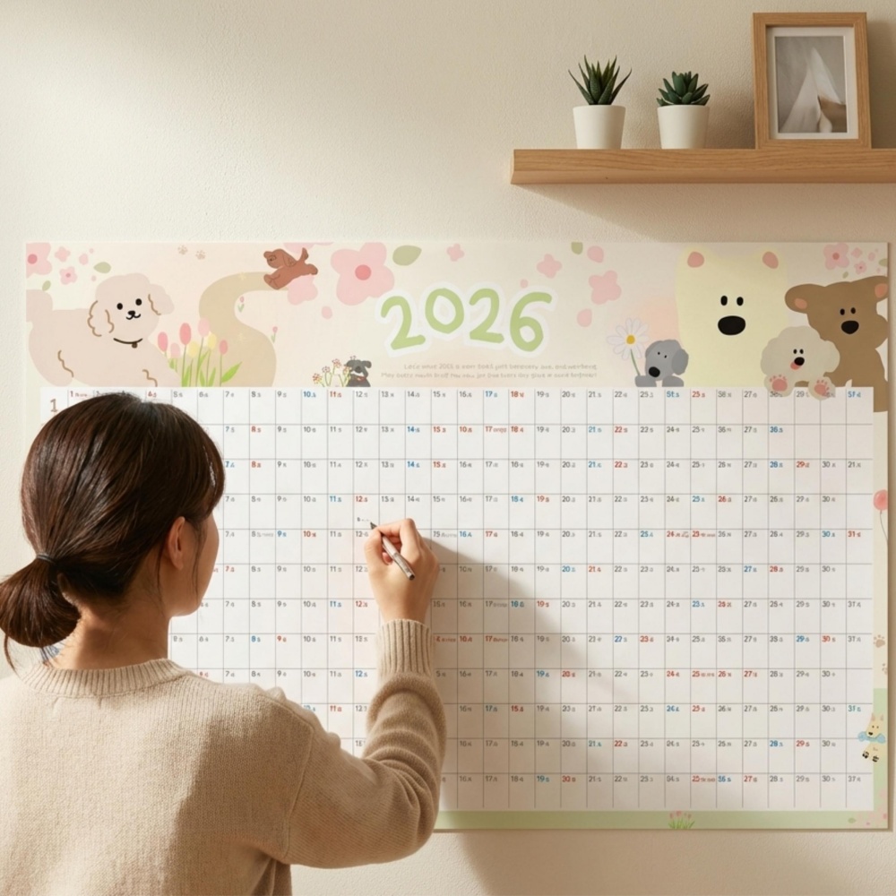 2026년 한장달력 2026 연력 26년 연간계획표 벽걸이 1년 캘린더 대형 포스터 플래너