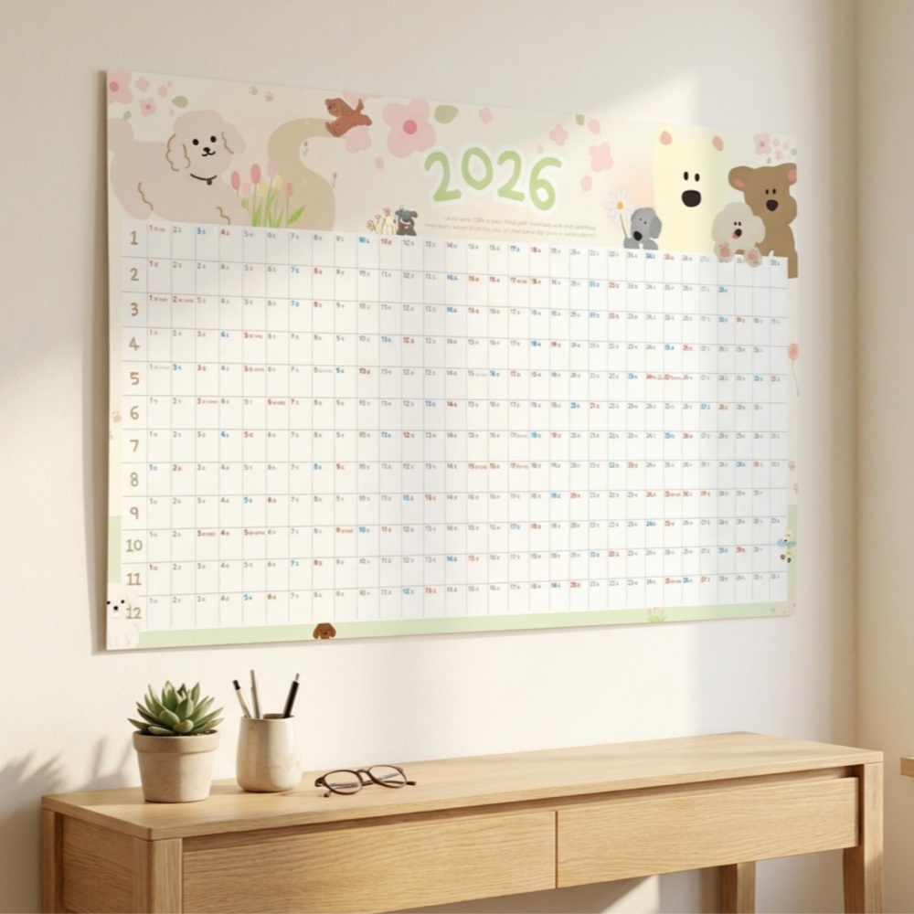 2026년 한장달력 2026 연력 26년 연간계획표 벽걸이 1년 캘린더 대형 포스터 플래너