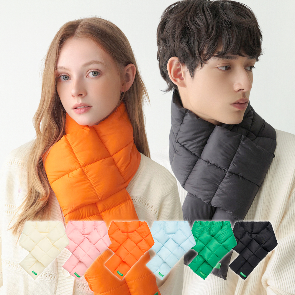 베네통 비비드 폴딩 패딩 머플러