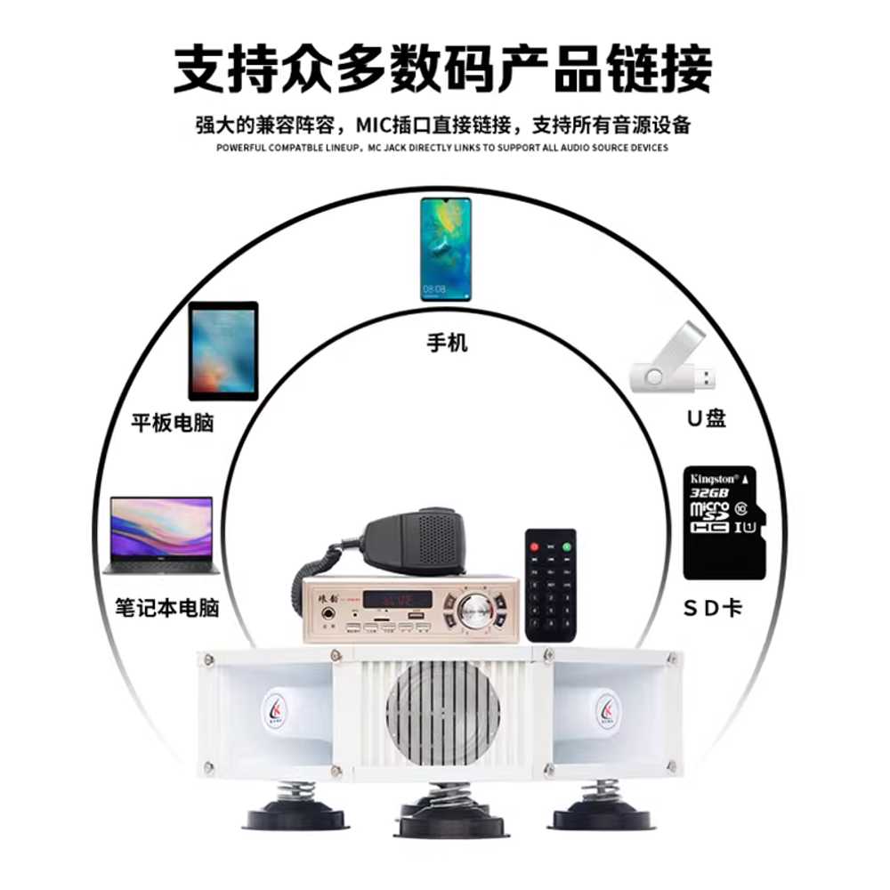 차량용 확성기 마이크 고출력 차량 장착형 방송 시스템 200W - 상세 이미지 4
