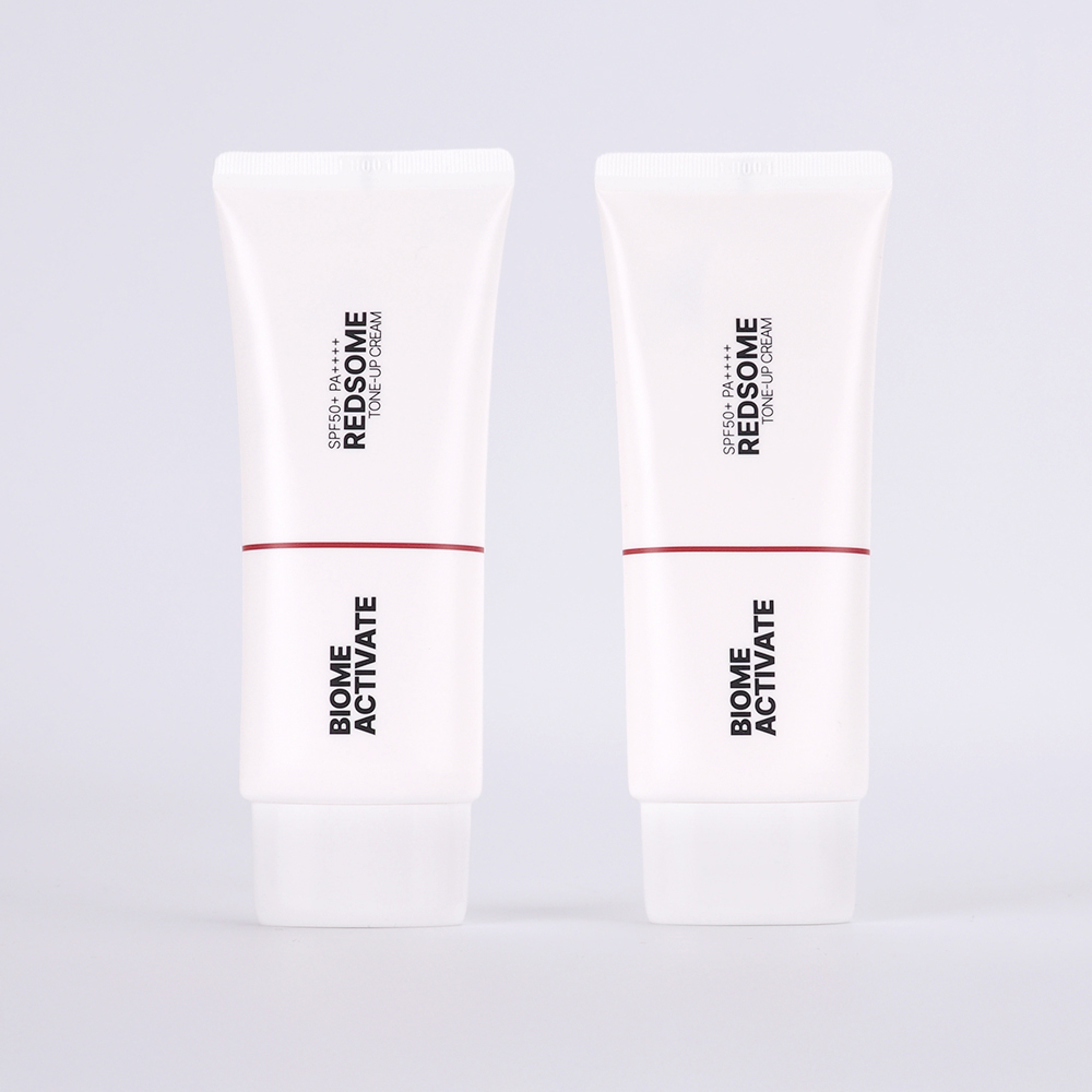 [바액] [2개] 레드좀 톤업 선크림 [70ml] 수분 광채톤업 혼합자차 논나노 인삼엑소좀 알부틴 글루타티온 주름 미백 자외선차단 3중기능성 제품 이미지