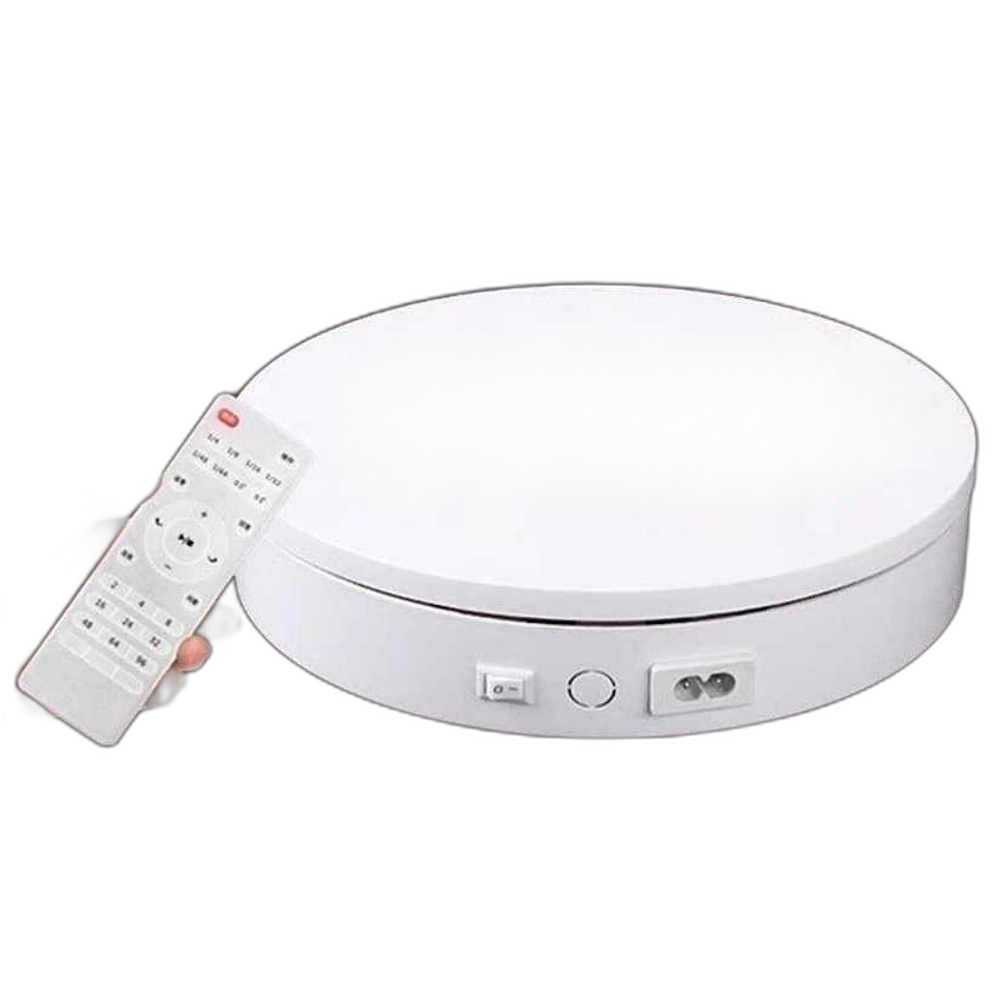 360도 회전판 제품 촬영 전시 전동 자동 회전 스탠드 35cm (리모컨+블랙 화이트) - 상품 이미지