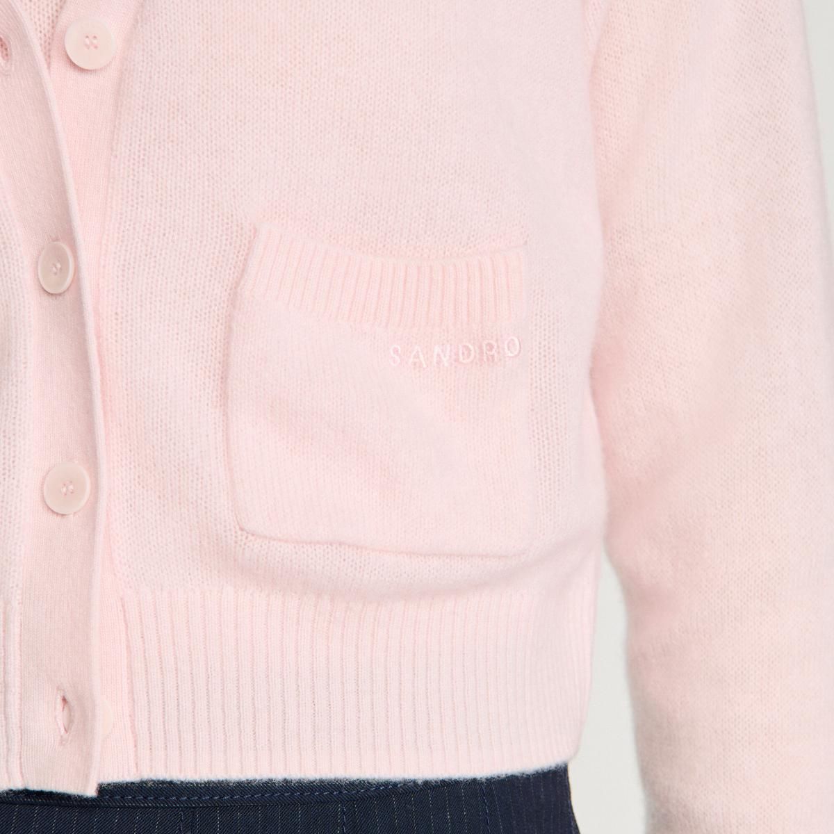 산드로 프리미엄 캐시미어 울 핑크 크롭 가디건 SFPCA01387_610 BLASS-ROSA - 상세 이미지 5