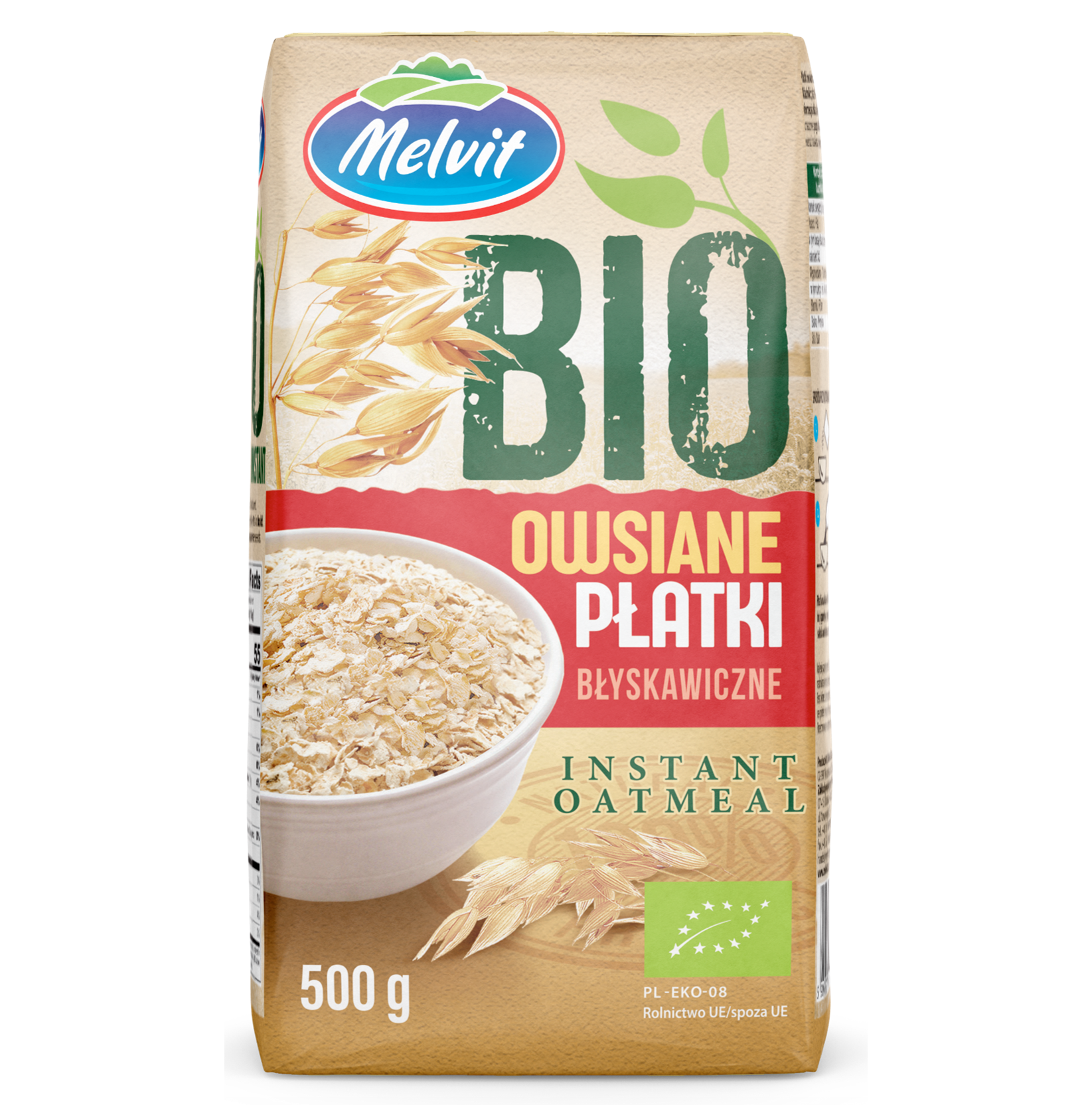 멜빗 폴란드 유기농 퀵 오트밀 후레이크 500g, 1개 - 상품 이미지