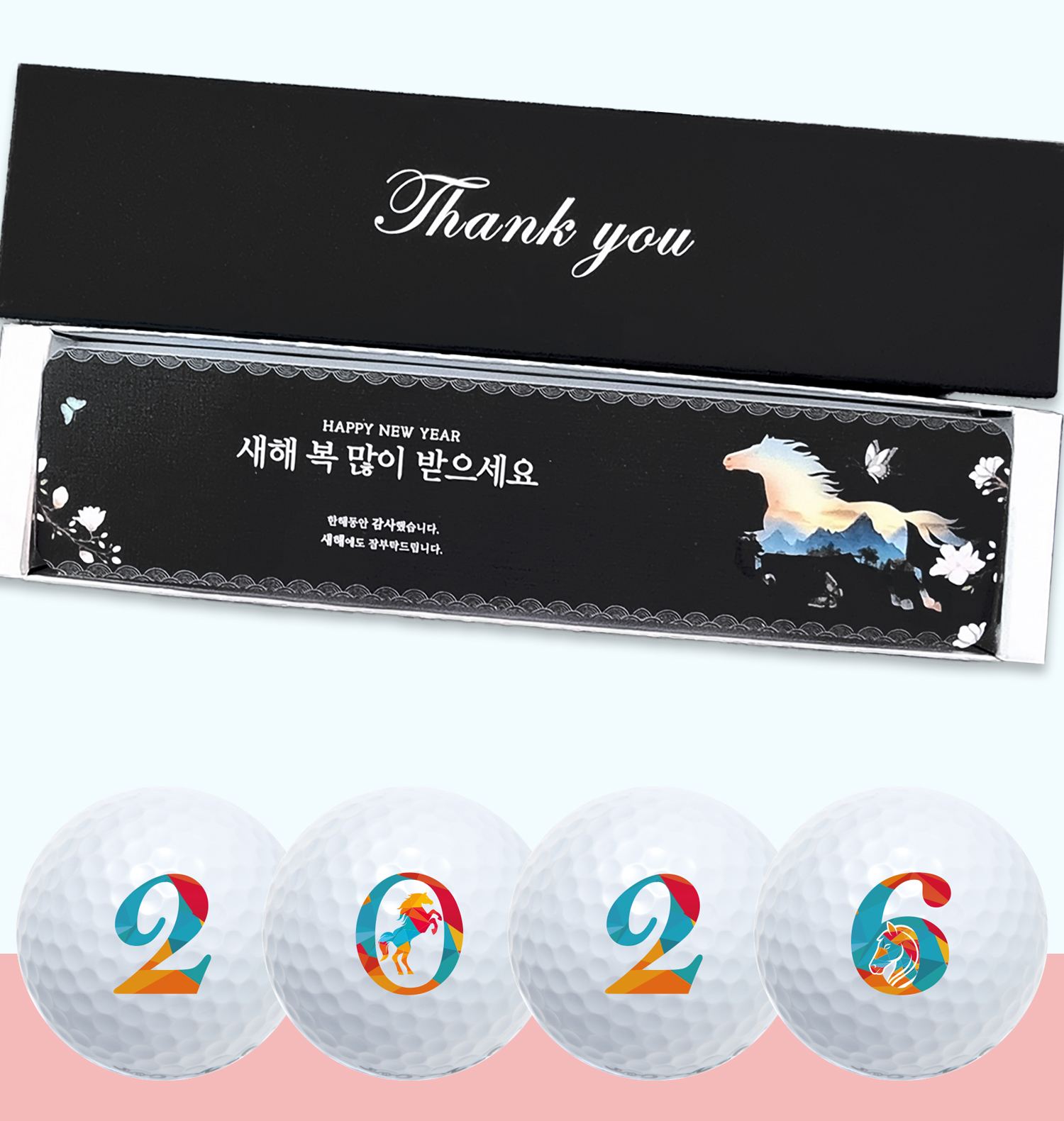 2026년 적마의 해 에디션 신년 연하장 골프공선물 볼빅 플라이온 4구 - 상품 이미지