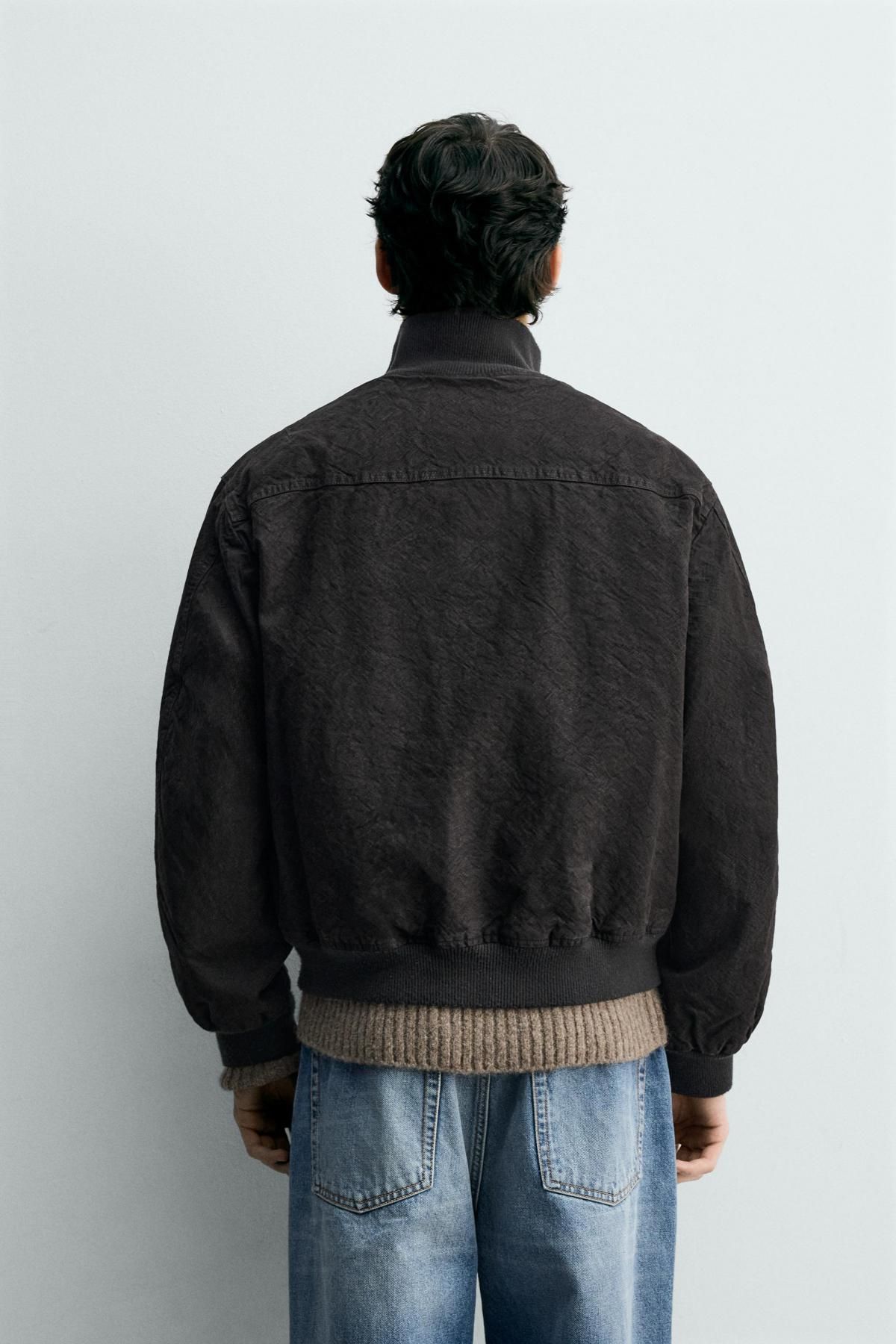 자라 링클 이펙트 블랙 블루종 재킷 8491/345 DARK BROWN - 상세 이미지 4