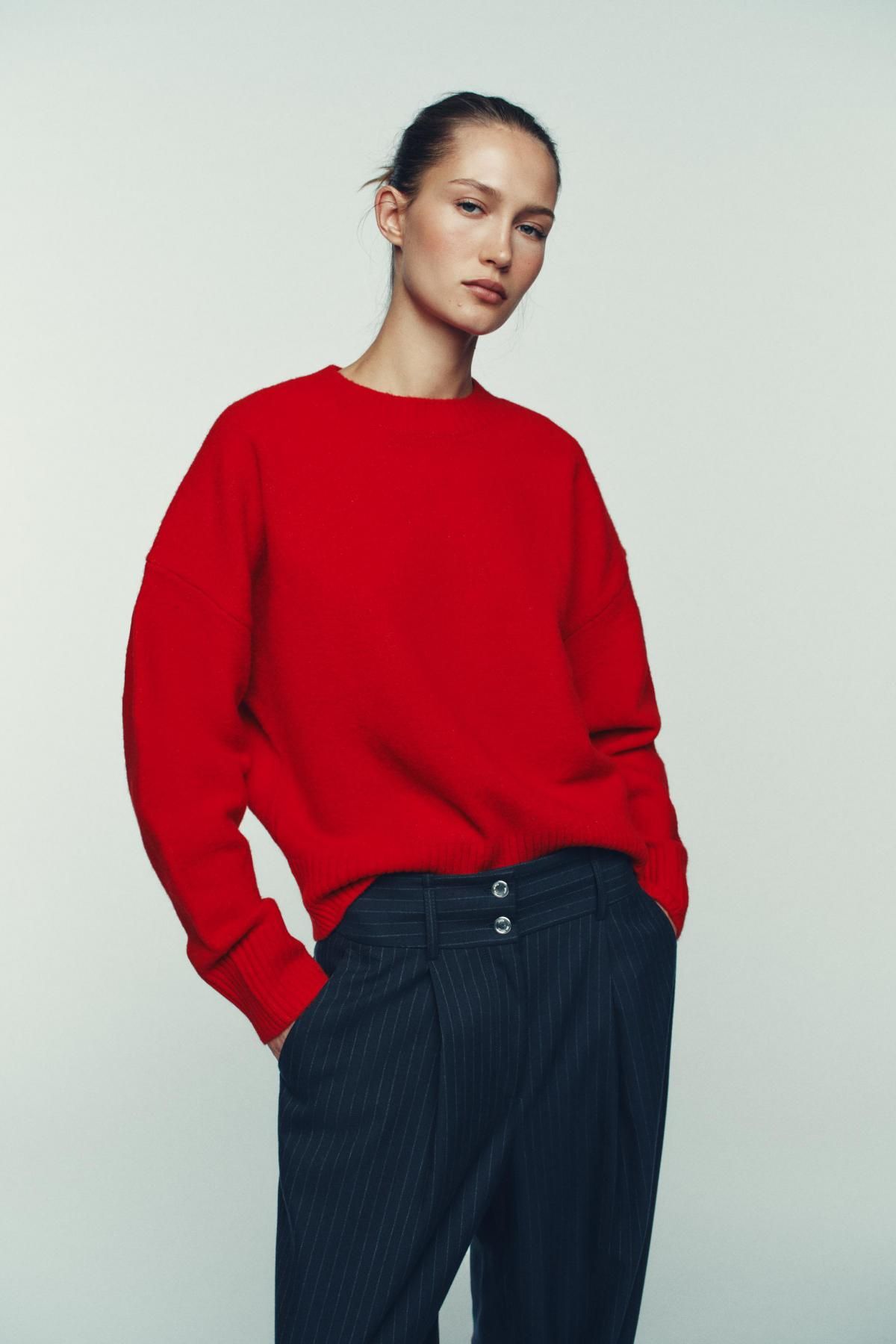 자라 핀스트라이프 하이웨이스트 벌룬 팬츠 9336/677 NAVY / WHITE - 상세 이미지 3